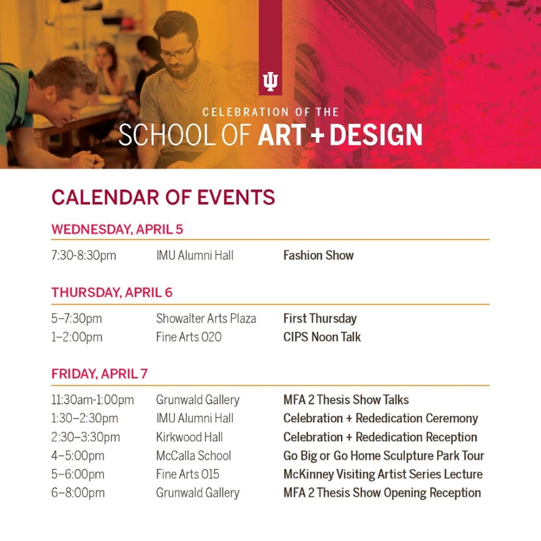 A calendar of events for the Kirkwood Hall rededication